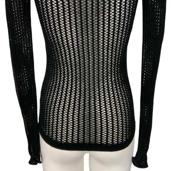 Alexander Wang Crochet Sweater S Black Long Sleeve Crewneck Pullover Gothic - Picture 10 of 12